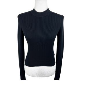 Divided Sweater Women Small Black Ribbed Knit Pullover Mock Neck Long Sleeve